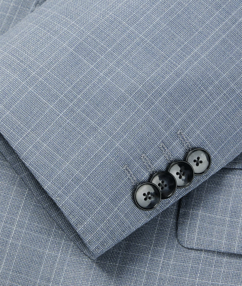 Slim-fit Suit in Checked Virgin-wool Serge - Blue