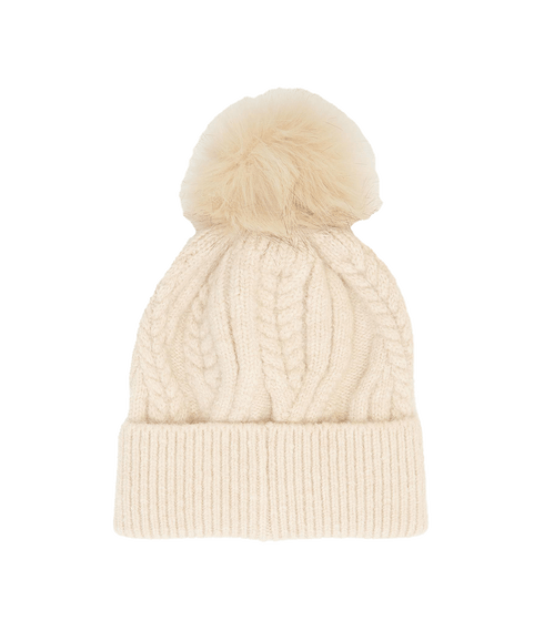 Elsdon Cable-Knit Beanie - Cream