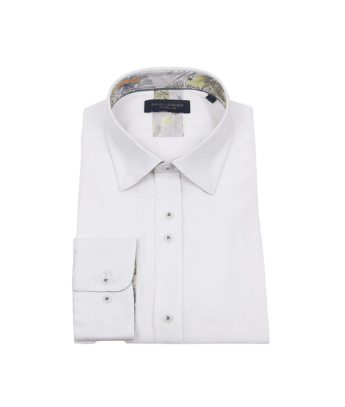 Summer Breeze Linen Blend Long Sleeve Shirt - White