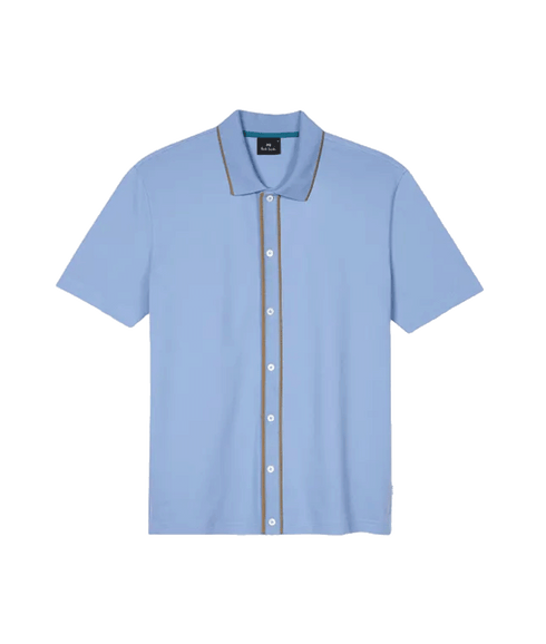 Stretch-Cotton Polo Shirt With Tipping - Blue