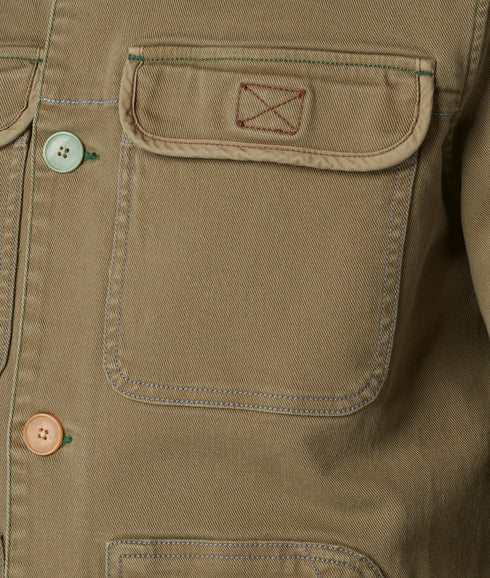 Garment-Dyed Stretch-Cotton Chore Jacket - Green