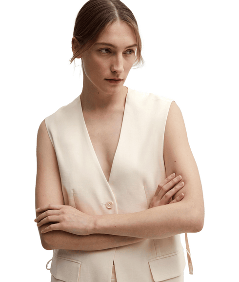 Long Oversized Waistcoat - Beige