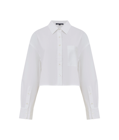 Crystal Alissa Cropped Cotton Shirt - White