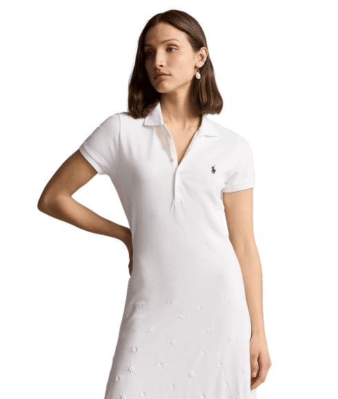 Eyelet Polo Dress - White