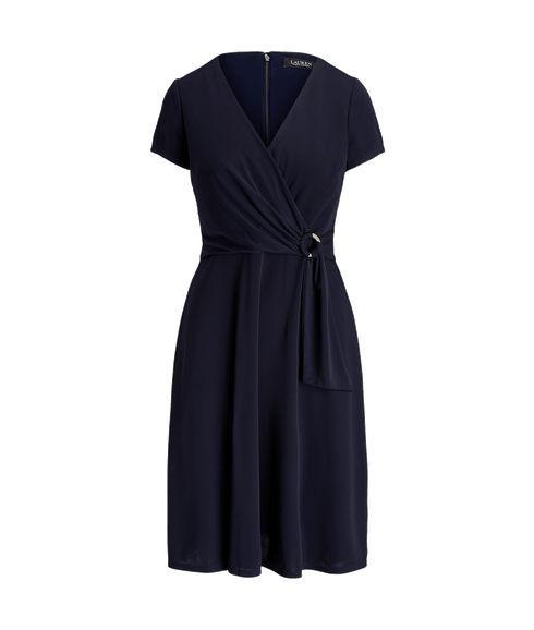Surplice Jersey Dress - Navy