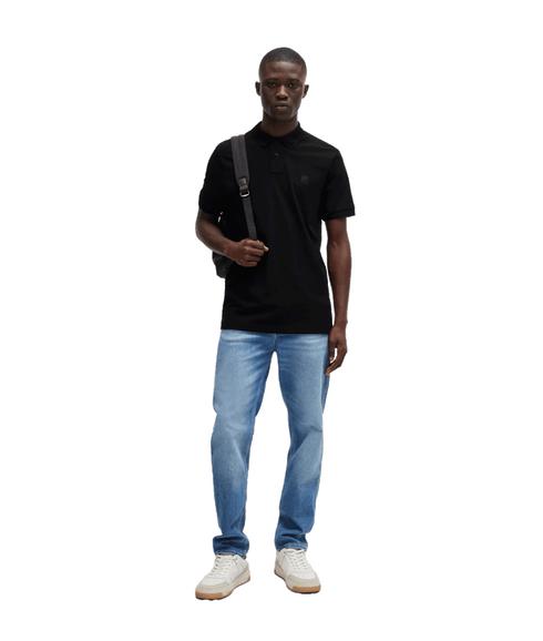 Stretch-cotton Slim-fit Polo Shirt With Logo Patch - Black