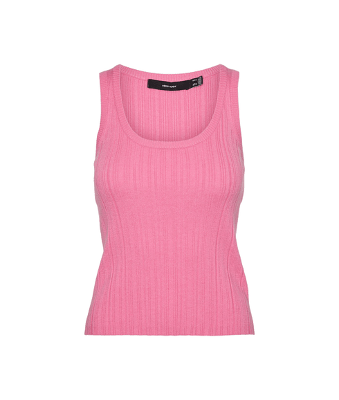 Stephanie Rib Sl U-Neck Top - Pink