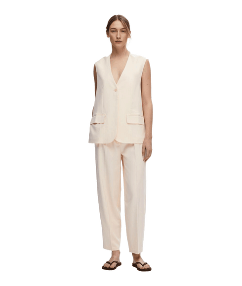Long Oversized Waistcoat - Beige