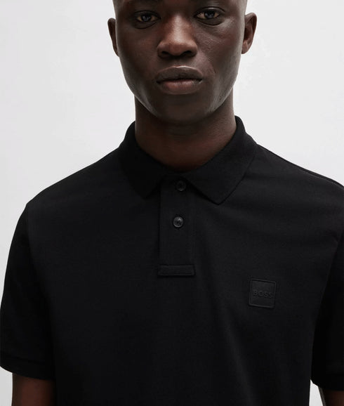 Stretch-cotton Slim-fit Polo Shirt With Logo Patch - Black