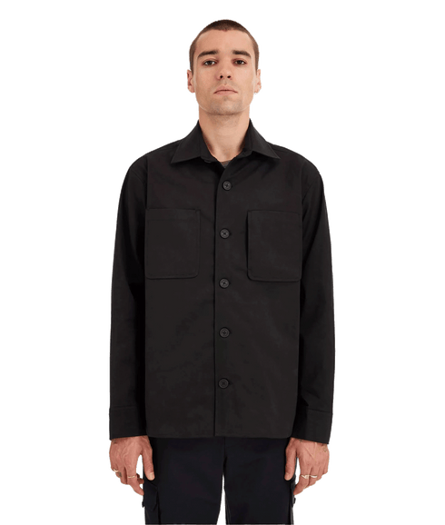 Stretch Cotton Soft Touch Shacket - Black