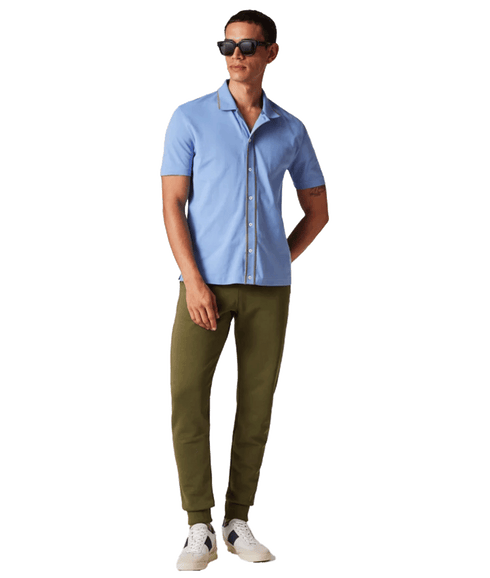 Stretch-Cotton Polo Shirt With Tipping - Blue
