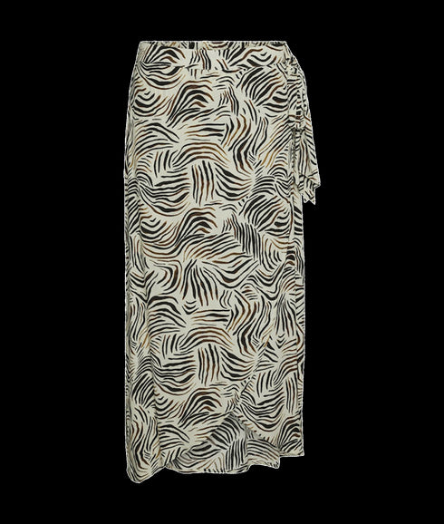 High Waisted Midi Wrap Skirt - Multi