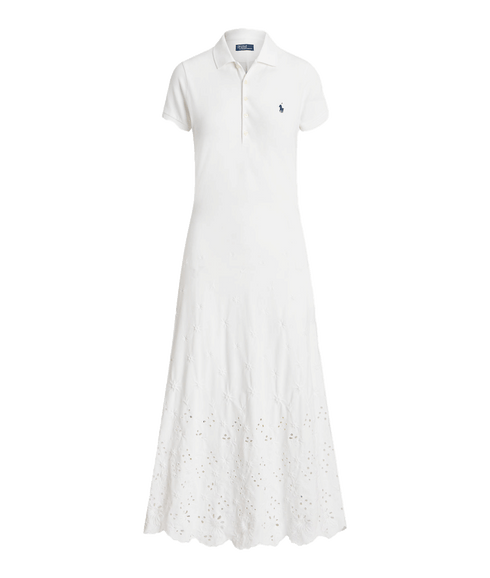Eyelet Polo Dress - White