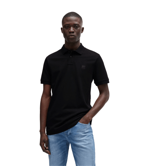 Stretch-cotton Slim-fit Polo Shirt With Logo Patch - Black