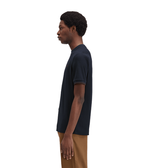 Tipped Cuff Pique T-Shirt - Navy