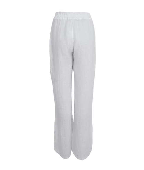 Melina Wide Linen Pant - White