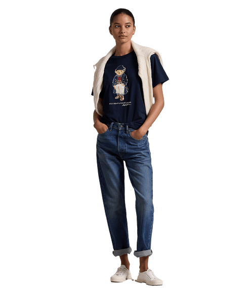 Polo Bear Logo Cotton Jersey Tee - Navy