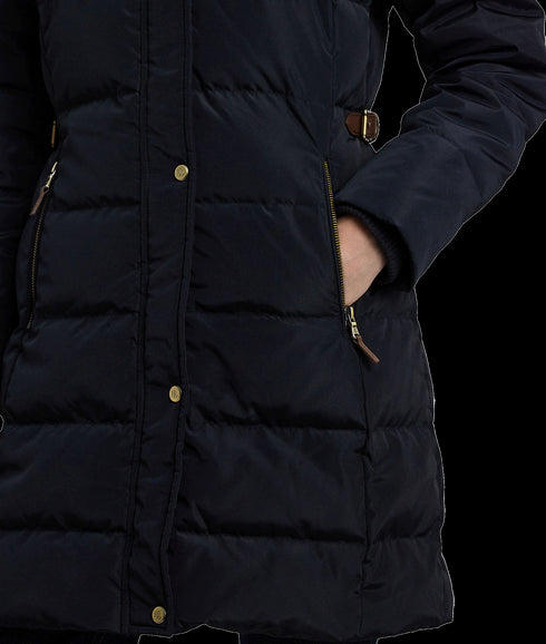 Faux-fur-trim Hooded Down Coat - Navy