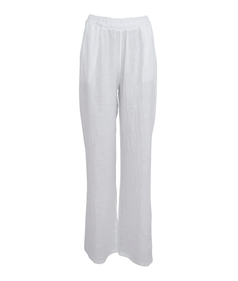 Melina Wide Linen Pant - White