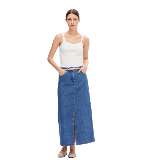 Denim Maxi Skirt - Blue