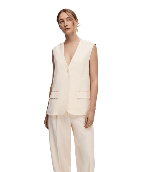 Long Oversized Waistcoat - Beige