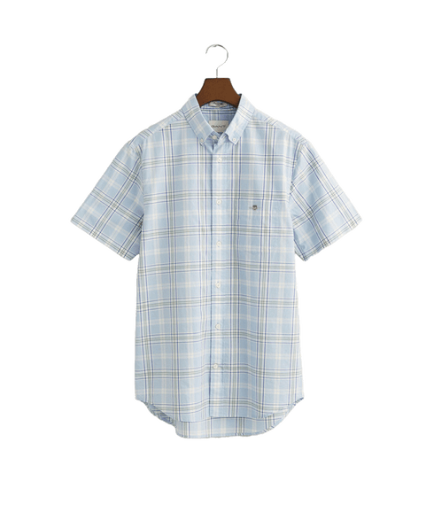Regular Fit Checked Poplin Short Sleeve Shirt Fresh Blue - Multi