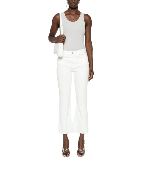 Daisy Mid-Rise Cropped Jeans - White