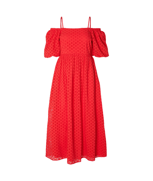 Off-shoulder Maxi Dress - Red