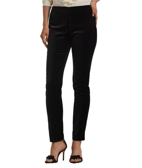 Stretch Velvet Skinny Ankle Pant - Black