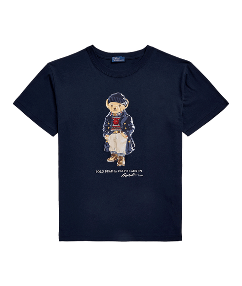 Polo Bear Logo Cotton Jersey Tee - Navy