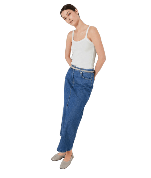 Denim Maxi Skirt - Blue