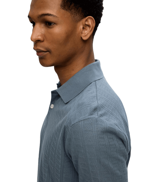 Jett Jacquard Short Sleeve Polo - Grey