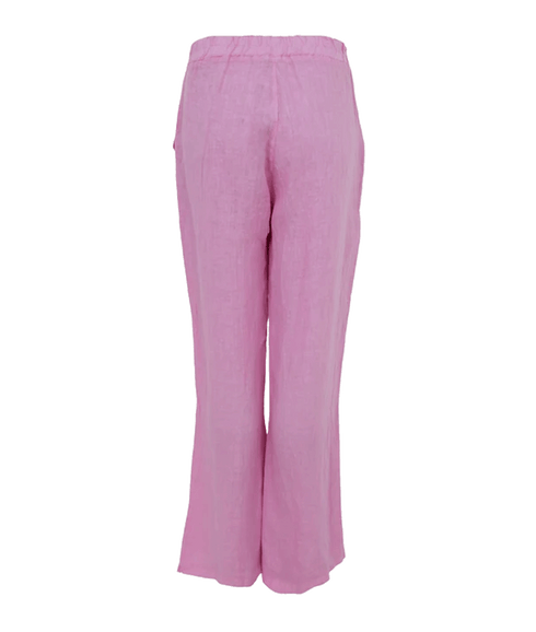Melina Wide Linen Pant - Pink
