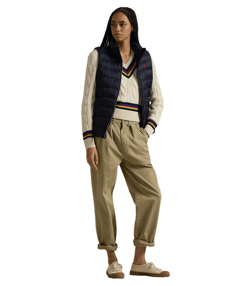 Water-repellent Quilted Packable Vest - Navy