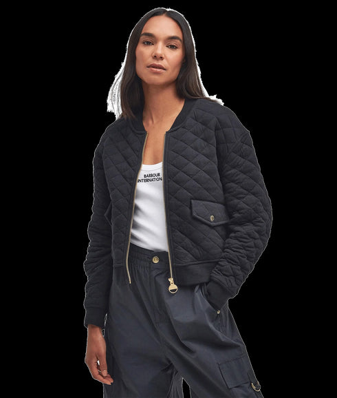 Alicia Quilted Bomber Jacket - Black