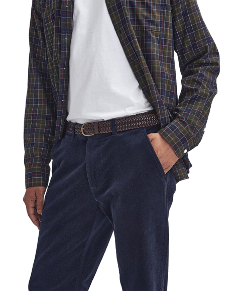 Stretch Cord Tailored Trousers - Navy