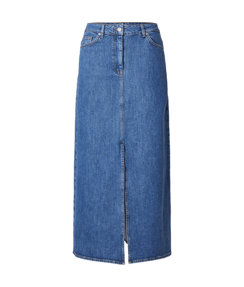 Denim Maxi Skirt - Blue