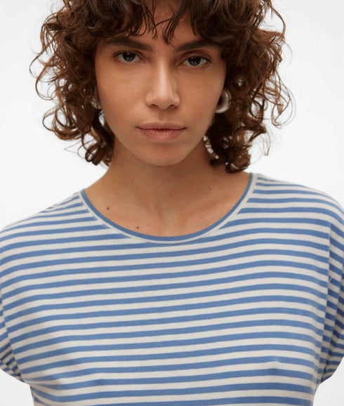 Ava Ss Top Stripe - Blue