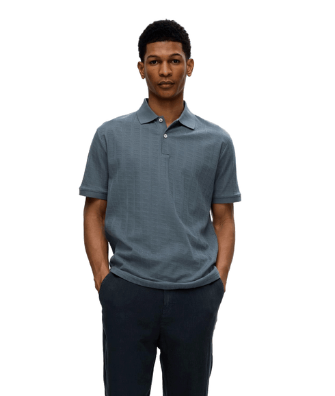 Jett Jacquard Short Sleeve Polo - Grey