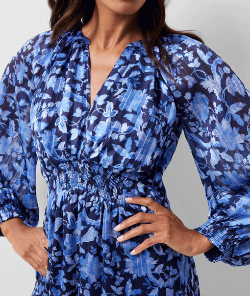 Cynthia Fauna Midi Dress - Midnight Blue