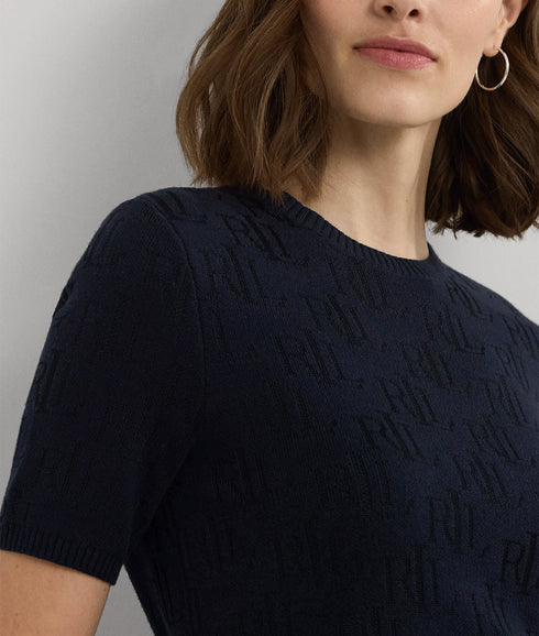 Monogram Jacquard Short-Sleeve Jumper - Black