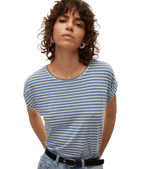 Ava Ss Top Stripe - Blue
