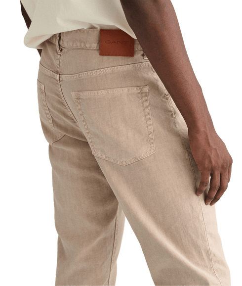 Slim Fit Cotton Linen Jeans - Beige