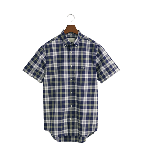 Regular Fit Checked Poplin Short Sleeve Shirt Classic Blue - Multi