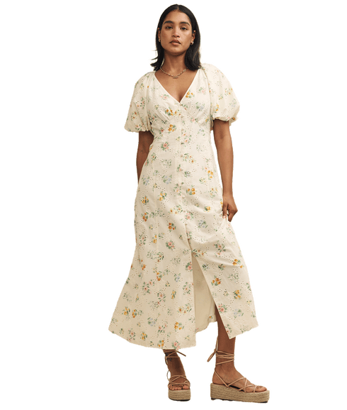 Floral Broderie Lennox Midi Dress - Multi