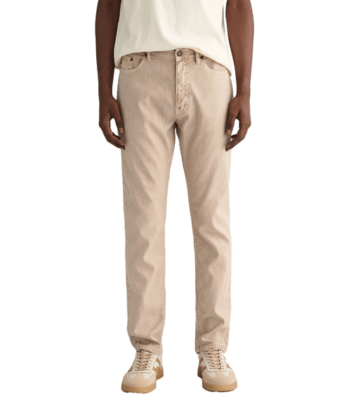 Slim Fit Cotton Linen Jeans - Beige