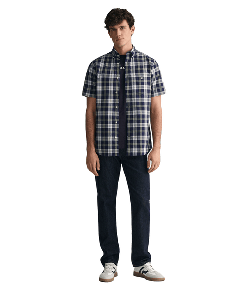 Regular Fit Checked Poplin Short Sleeve Shirt Classic Blue - Multi
