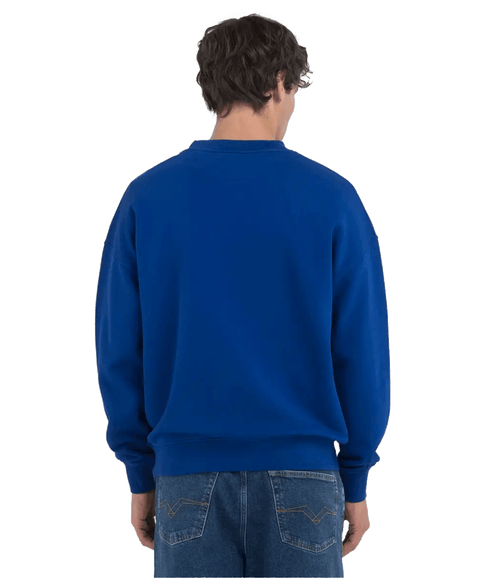 Genderless Crew-neck Sweatshirt With 9zero1 Logo - Blue