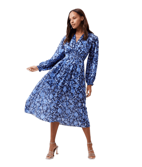 Cynthia Fauna Midi Dress - Midnight Blue