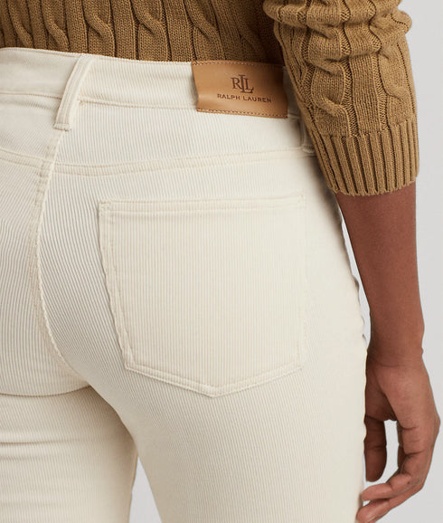 Stretch Corduroy Mid-rise Straight Pant - Cream